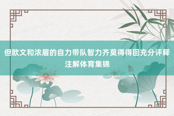 但欧文和浓眉的自力带队智力齐莫得得回充分评释注解体育集锦