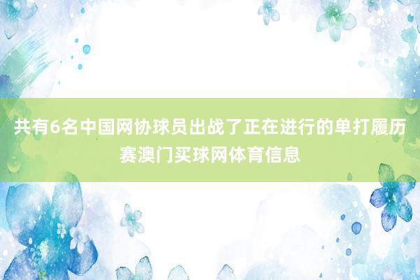 共有6名中国网协球员出战了正在进行的单打履历赛澳门买球网体育信息
