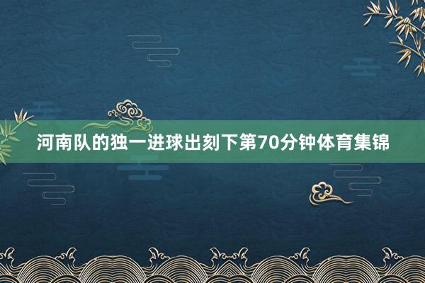 河南队的独一进球出刻下第70分钟体育集锦