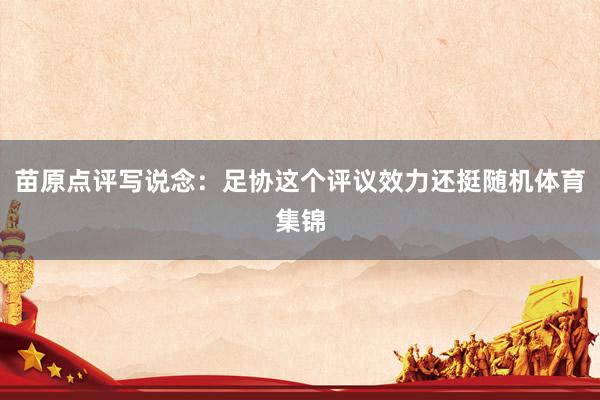 苗原点评写说念：足协这个评议效力还挺随机体育集锦
