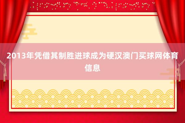 2013年凭借其制胜进球成为硬汉澳门买球网体育信息