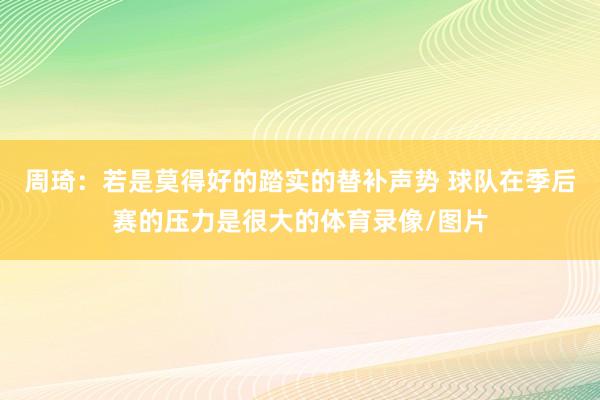 周琦：若是莫得好的踏实的替补声势 球队在季后赛的压力是很大的体育录像/图片