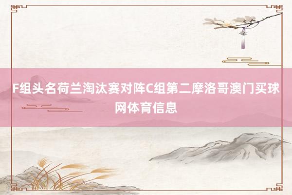 F组头名荷兰淘汰赛对阵C组第二摩洛哥澳门买球网体育信息